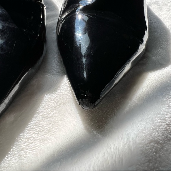 Black Patent Pointed Toe Booties - Picture 4 of 16